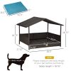 Wicker Dog House Elevated Raised Rattan Bed for Indoor/Outdoor with Removable Cushion Lounge, Blue