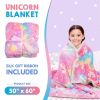 Glow in The Dark Blanket Pink Flannel Fleece Blankets for Girls Two Sided Unicorn Kids Blanket 6 Hours Glow in The Dark Blankets 50x60 Inches