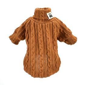 Pet Turtleneck Knitted Sweater Winter Dog Cat Keep Warm (Option: Khaki-M)