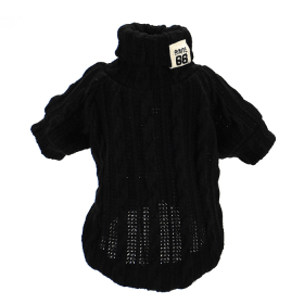 Pet Turtleneck Knitted Sweater Winter Dog Cat Keep Warm (Option: Black-XS)