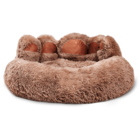 Cute Dog Bear Paw Shape Dog Bed, Dog Beds & Furniture For Small And Medium Dogs, Cozy Plush Cute Cat Beds For Indoor Cats (Option: Khaki-22inch)