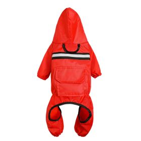 Dog Rain Coat, Pet Packable Waterproof Rain Jacket with Transparent Brim, Reflective Dog Rain Poncho, Pet Puppy Slicker Raincoat with Leash Hole, Dog (Color: Red)