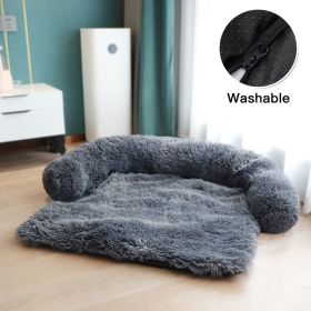 Pet Sofa; Warm Plush Pet Cushion For Indoor Dogs & Cats; Dog Blanket; Washable Pet Bed (Color: Dark Grey, size: S)